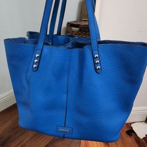 Authentic Rebecca Minkoff Unlined Studded Leather Tote Bag in Blue